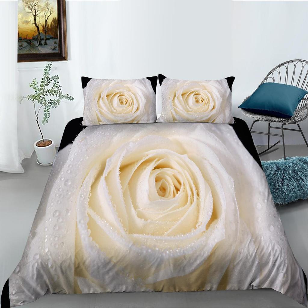 Luxury Home Bedding Flowers Theme Quilt Cover Pillow Cover Bedding Set Duvet Cover Full Size Single/Double Bed Home Decoration
