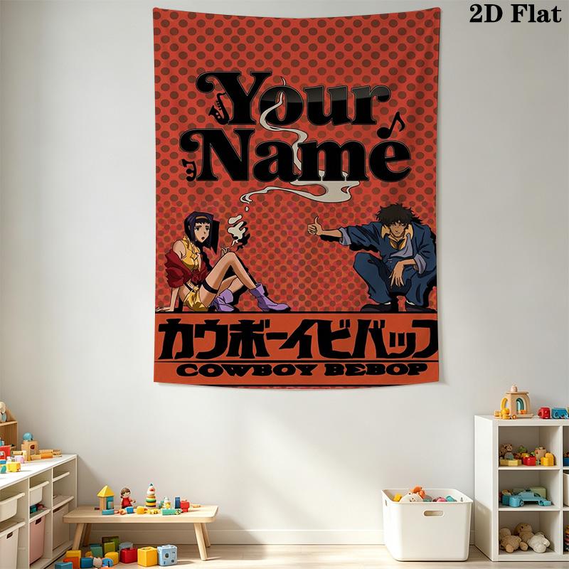Name Custom CowboyBebop Wall Tapestry Aesthetic Wall Hanging Printed Fabric Blanket Decorative Tapestries for Bedroom Living Room Home Decor