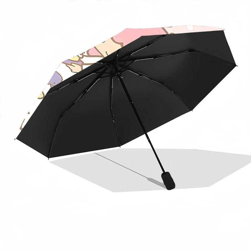 1pc Little Twin Stars Festive Gift Set with Automatic Opening Umbrella - Portable Folding Design, 8-Rib Iron Frame Outdoor Umbrella for Fans, Traveler