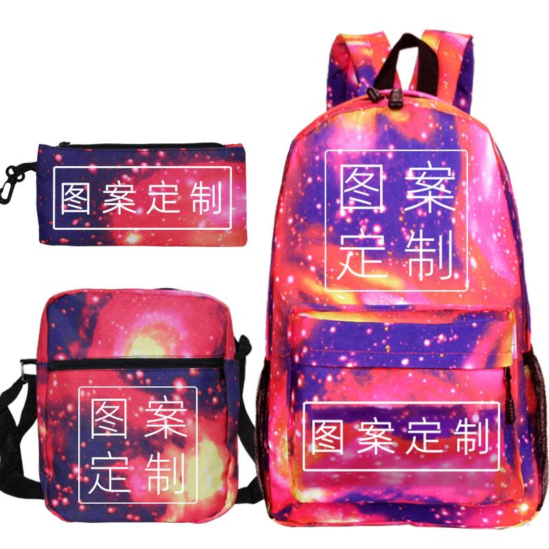 Student Schoolbag Making Oxford Cloth Backpack Shoulder Bag Pencil Bag Combination Three-Piece Set