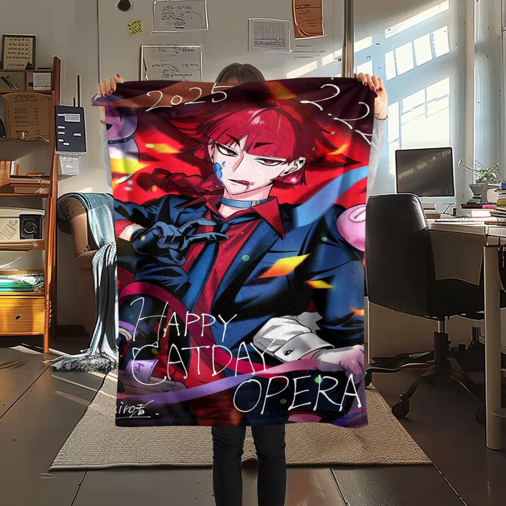 1PC Iruma kun Print Flannel Blanket, High quality Comfortable for All Seasons, Home Decor, Warmth and Comfort, Perfect for Christmas Gifts