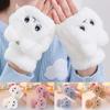 Women Winter Plush Cat Mittens Fingerless Gloves Lovely Plush Warm Glove Soft Thick Gloves for Women Girl Half Finger Gloves
