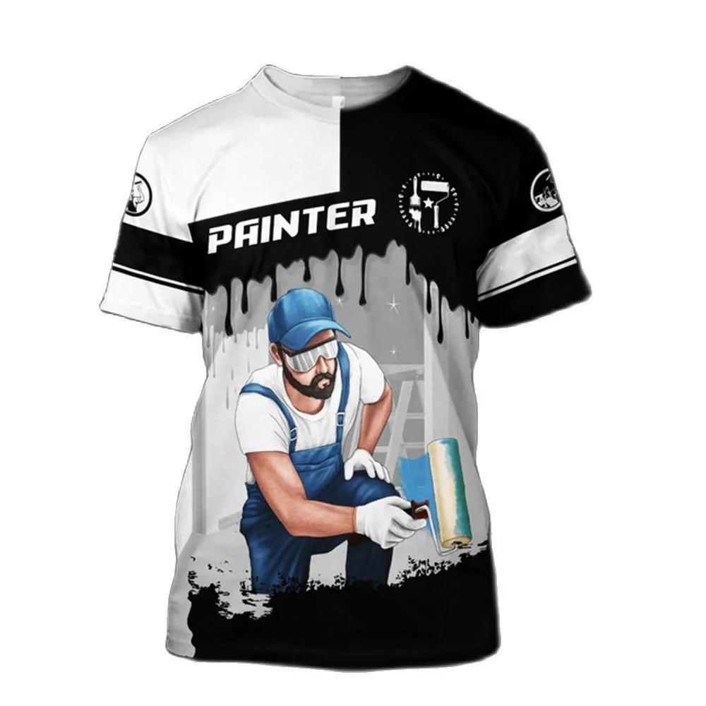 Летняя новинка Painter 3D Printe индивидуальная мужская футболка модная круглая горловина свободные футболки с коротким рукавом