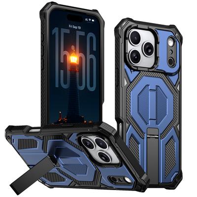 Ударопрочный чехол для телефона военного уровня для IPhone 17 Air 16 15 14 Plus 13 12 Pro Max Magsafe Магнитная броня Складная подставка Чехол