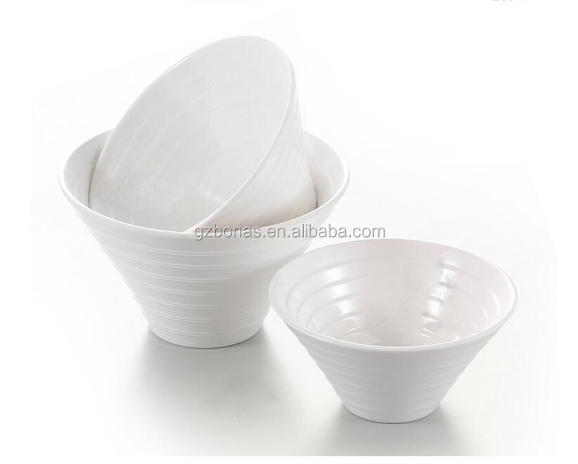 A8 White Melamine Ramekin Soup Deep Food Dishes Sets Resin Plastic Noodle Bowl