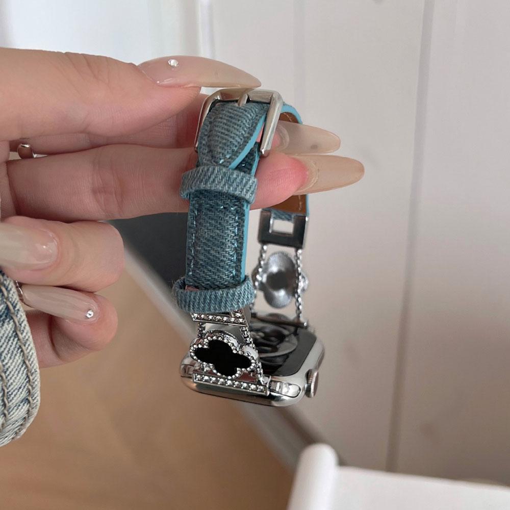 Ремешок из ткани и металлической цепочки для Apple Watch All Series Correa 45 мм 49 мм 44 мм 41 мм 40 38 42 Браслет Cowboy для iWatch Band