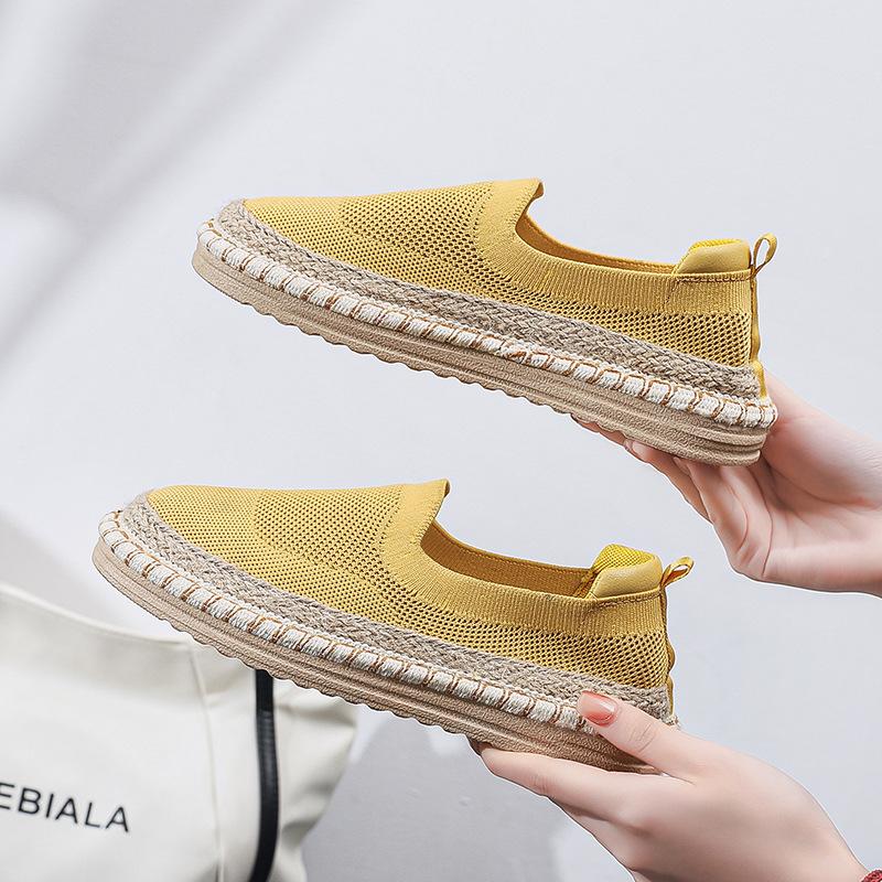 2024 New Spring Summer Flat Shoes for Women Breathable Knit Fashion Girl Casual Fisherman Shoes Slip-on Loafers