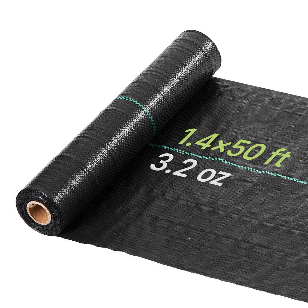 VEVOR Weed Barrier Fabric Heavy Duty, 1.4x50FT 3.2oz Landscape Fabric, Woven Weed Blocker Fabrics, Garden Fabrics Weeds Barrier