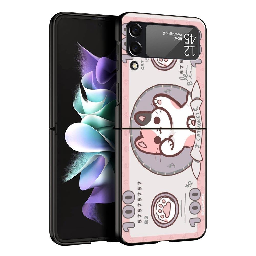 Пластиковый чехол для телефона с мультяшным рисунком для Samsung Galaxy Z Flip 7 6 5 4 Черная крышка для Galaxy Z Flip 3 Складной чехол Fundas Shell Funda Сумка