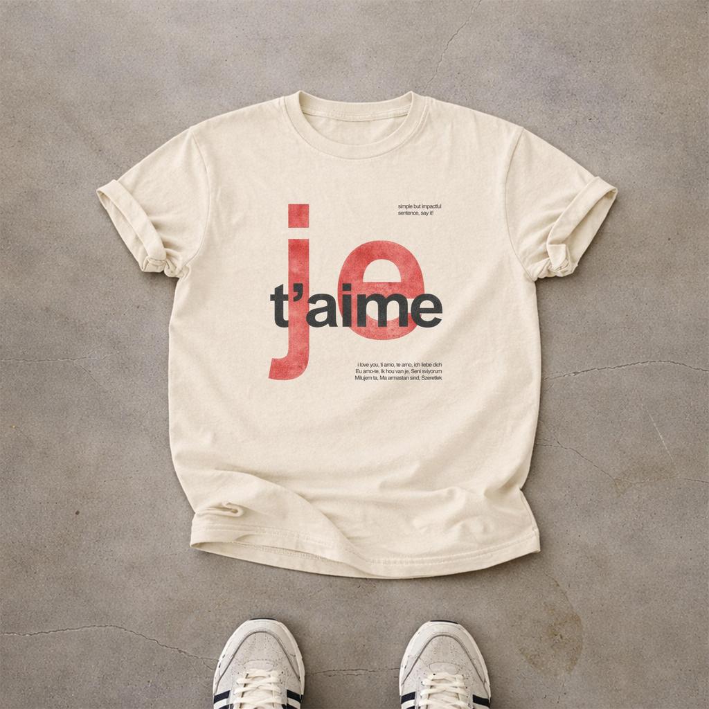 Je T'aime T-Shirt | Vintage French Love Quote Tee