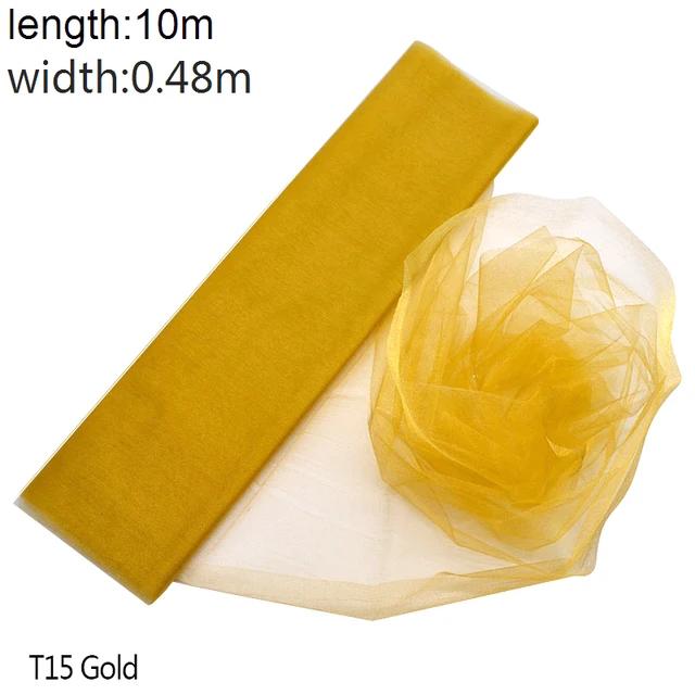 New 5/10m Tulle Wedding Organza Roll Sheer Crystal Organza Fabric for Wedding Decoration Mariage Yarn Birthday Event Party Suppl