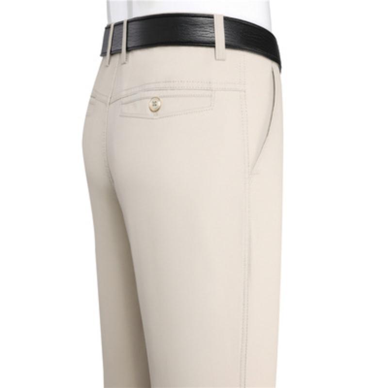 Summer Middle-aged and Elderly Men's Thin Cotton Casual Trousers Men Straight Loose Trousers High-waisted Dad Trousers Father Men's Trousers