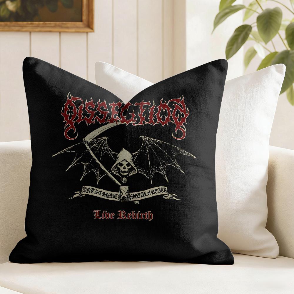 Metal Band DDissectionS Cushion Cover Eco Linen Pillow Case DoubleSided Print Breathable Durable Zipper Home Decor Gift