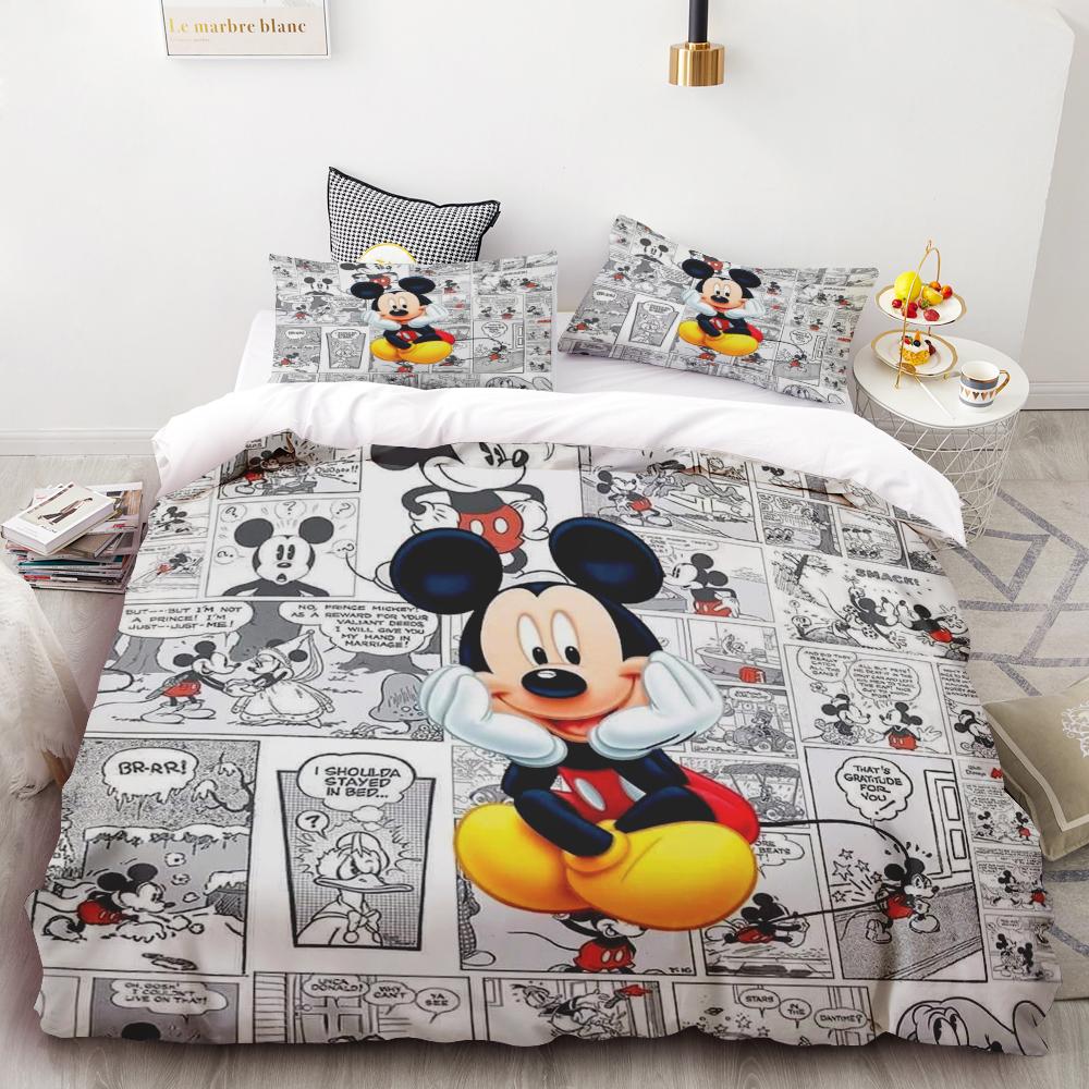 Mickey Cute Printed Cartoon Quilt Duvet Cover Set Bedding Twin 3-Piece 1 Children'S Queen/King Bed Warm Gifts Queen/King
