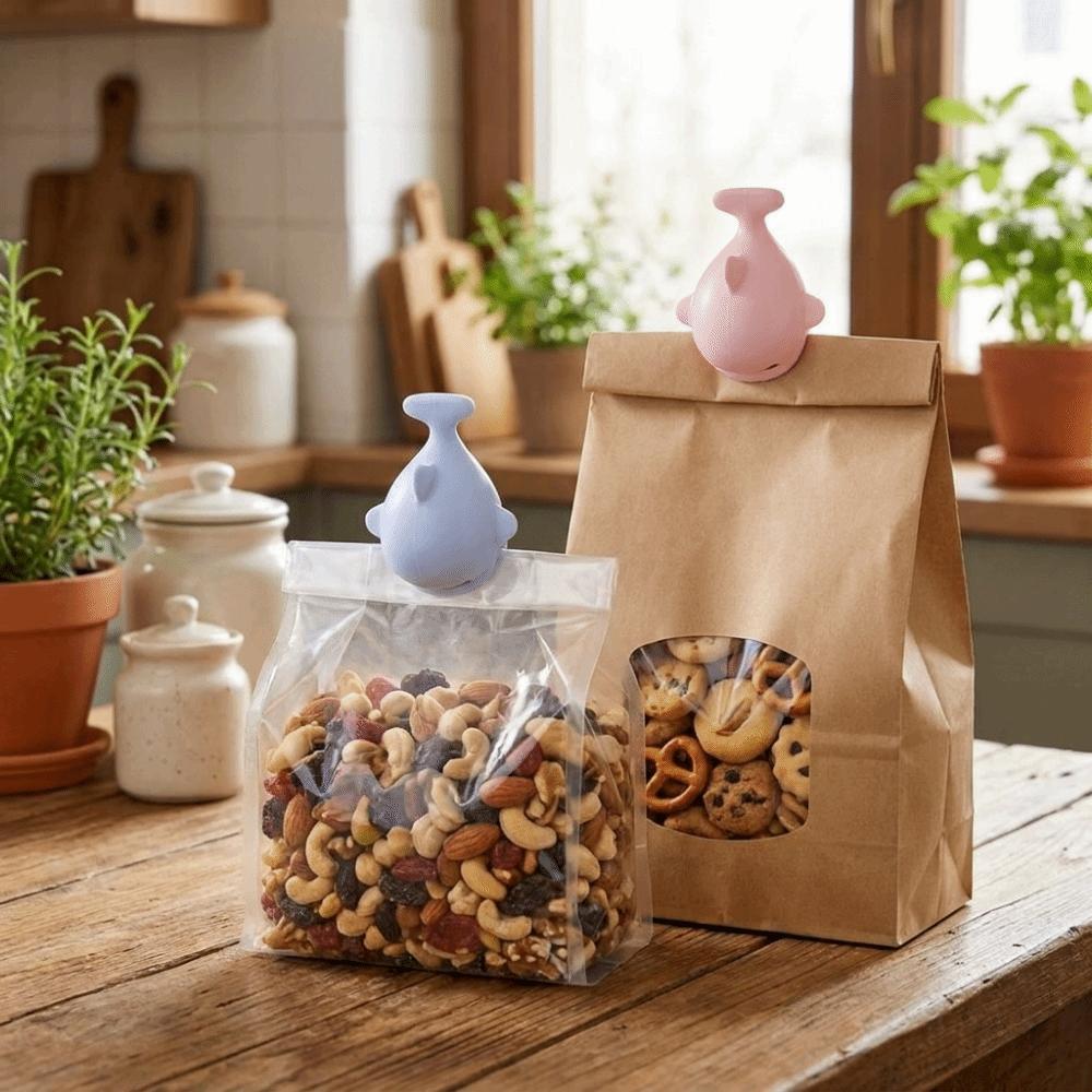 4PCS Plastic Food Bag Clips Cartoon Plastic Bags Storage Clip Seasoning Sealing Clip for Household