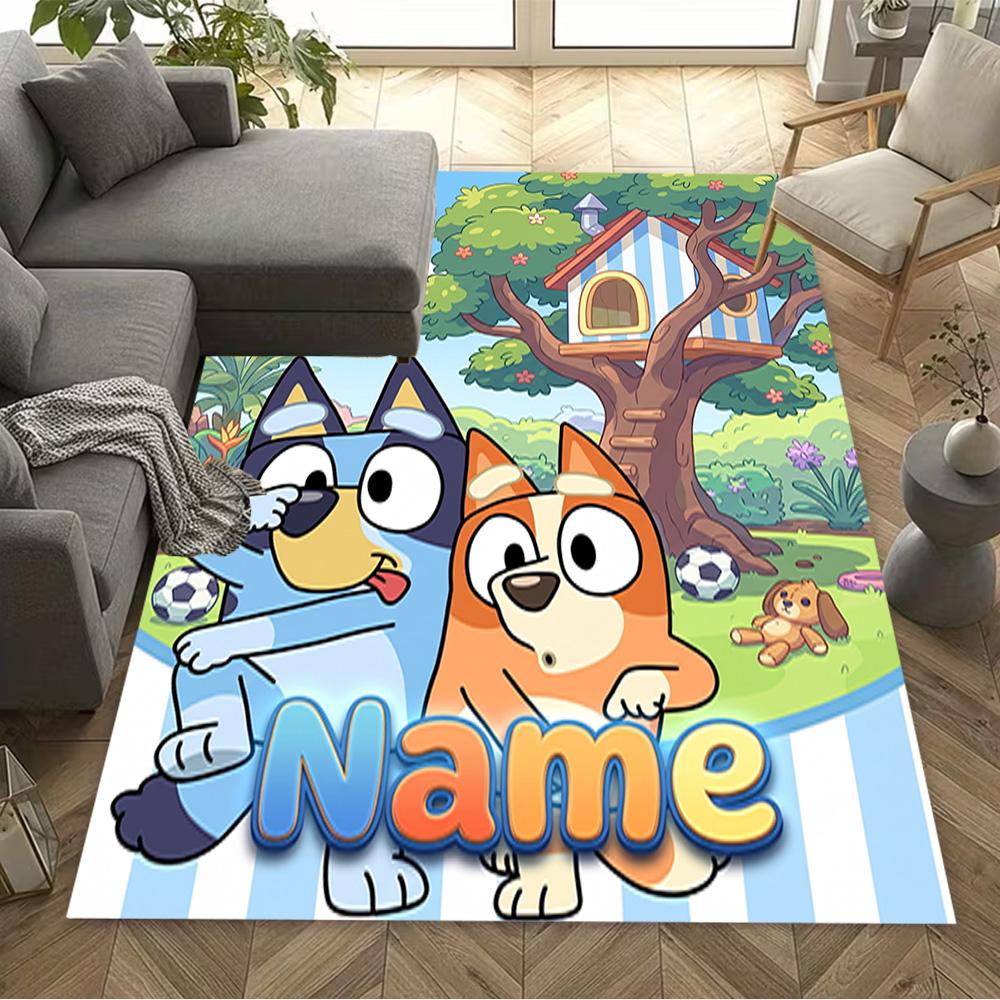 Bluey's Colorful Friends Personalized Name Area Rug Perfect for Kitchen Entryway Living Rooms Foyer Anti-slip Rug Office home decor