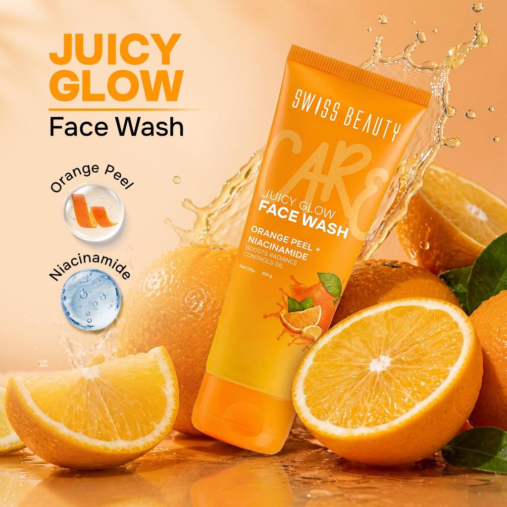 Уход за кожей лица Beauty Care Juicy Glow | Апельсиновая цедра + Ниацинамид | Удаляет грязь и загрязнения | Придает сияние | Осветляет темные пятна