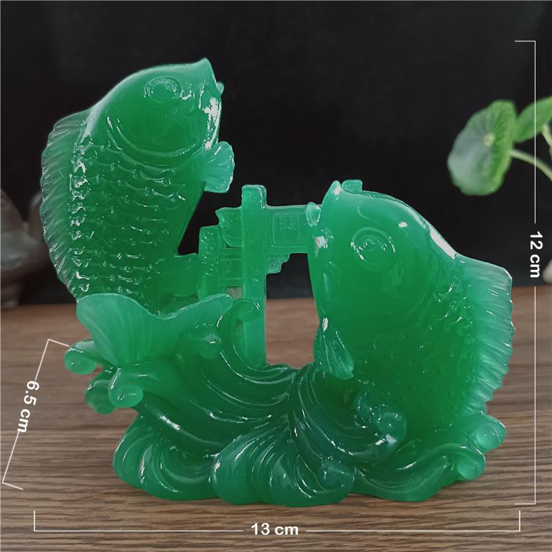 12см Статуэтки Рыб Фигурки Искусственный Нефритовый Камень Счастливый Талисман Украшения Домашний Декор Китайский Фэн-Шуй Статуя Будды Скульптура