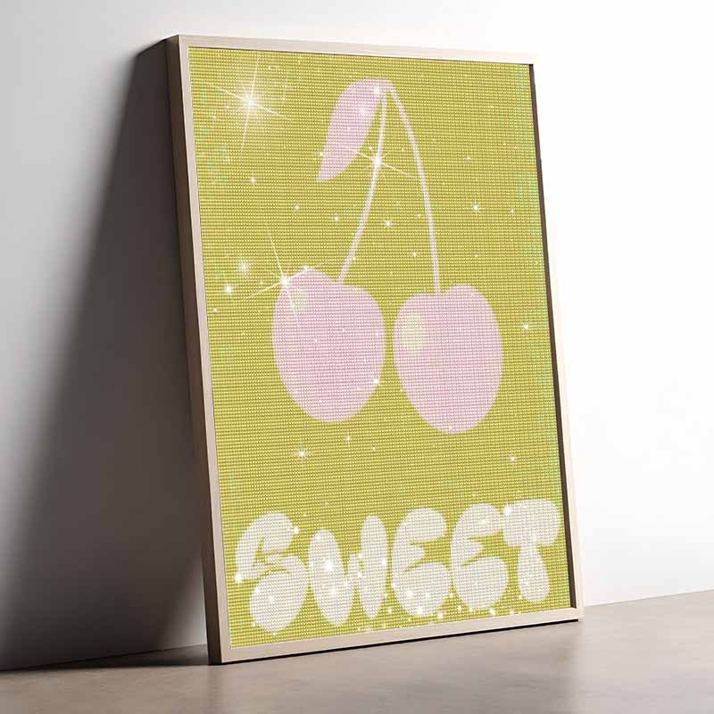 5D DIY Diamond Painting Kit Sweet Cherry Fruit Aesthetic Art Diamond Embroidery Rhinestones Full Drill 30x40cm Wall Decor Gift for Adults