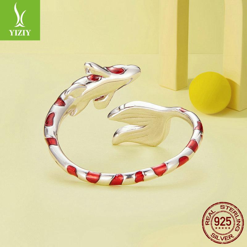 Кольцо открытое из стерлингового серебра 925 пробы, ювелирное изделие в китайском стиле, кольцо на удачу с красной эмалью