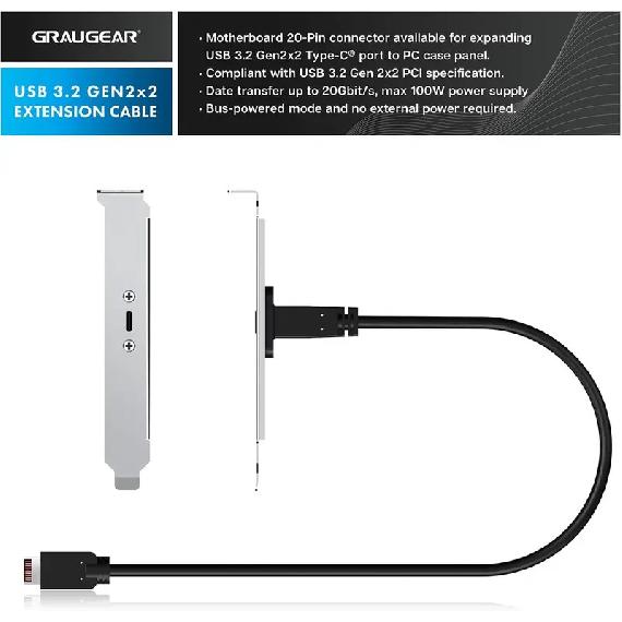 20 Гбит/с USB 3.2 Gen 2x2 USB-C Адаптер на переднюю панель Type-C, Кабель-удлинитель для разъема материнской платы, USB-C на USB3.2 Type-E Key-A 20-контактный