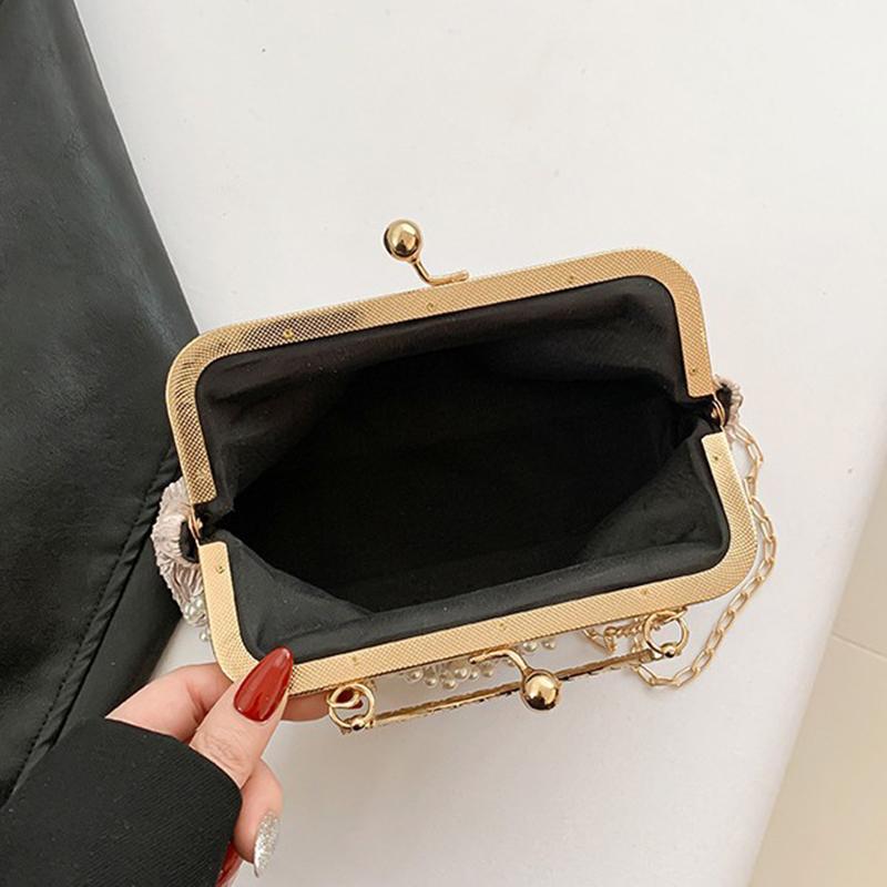 Искусственный жемчуг, инкрустированный бриллиантами, наплечная сумка, сумка-мессенджер на металлической цепочке, дамская банкетная сумка-ракушка, модный вечерний клатч, сумочка KTY