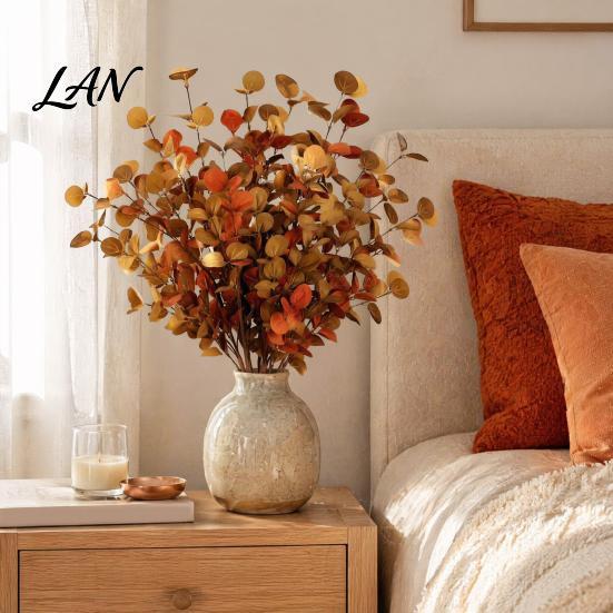 Boho Thanksgiving Greenery Decor Fall Eucalyptus Stems, Artificial Leaves, Fake Branches, Stems Flowers for Wedding Centerpiece Autumn Farmhouse Home