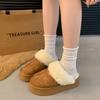 Женские мохнатые рот мягкая подошва большой размер утолщенные зимние теплые меховые на подкладке ботильоны нескользящие Баотоу хлопковые полутапочки