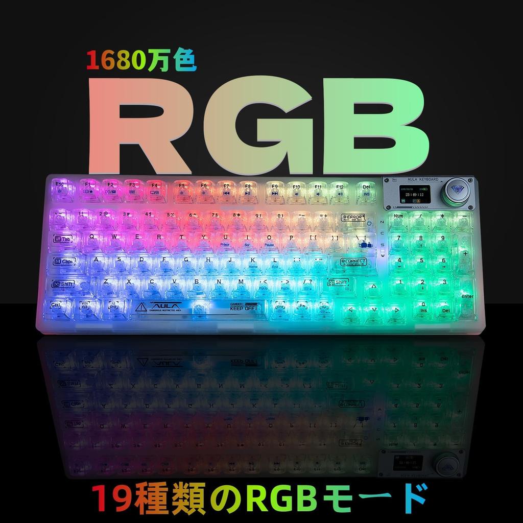 Механическая игровая клавиатура OUSEITECH F98pro с прозрачным RGB-подсветкой и 95-дюймовым OLED-дисплеем, клавиатура с возможностью горячей замены клавиш, цифровая клавиатура, беспроводная, колпачки для клавиш.