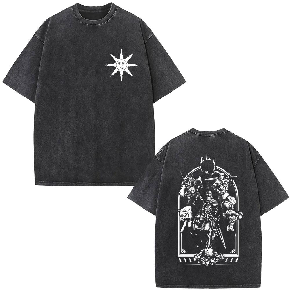 Washed Vintage Game Dark Souls Prepare To Die Graphic Tshirt Men Women s Gothic Rock Tshirts Mens Punk Oversized T Shirts