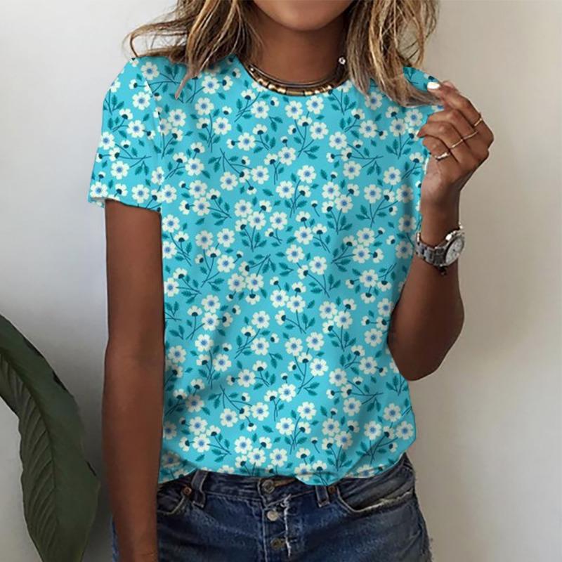 3D-принт Летние женские футболки с круглым вырезом Топы Модная одежда Рубашки с коротким рукавом Топы