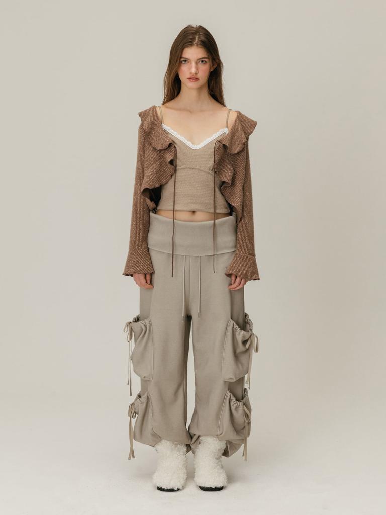 MOIFAIRE Foldover Shirring Sweatpants / Gray