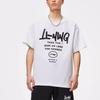 Li Ning Sports Fashion Series Printed Letter Round Neck Удобная дышащая свободная футболка с коротким рукавом для мужчин, топы белого цвета YHSU297-2