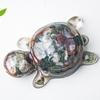 Resin Art Turtle Figurine With Natural Water Crystal Stones For Desk And Room Decor