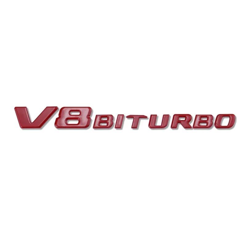 V8 BITURBO Letter 3D ABS Car Sticker for Mercedes Benz Twin Turbo Logo Fender Modification Label Decorative Decal AccessoriesRR1