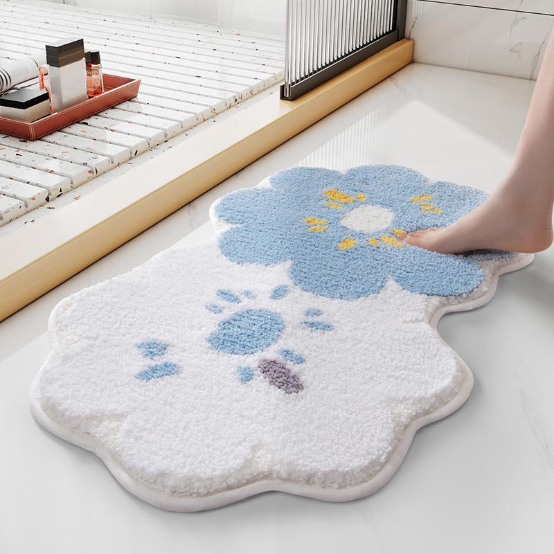 Ins Style Small Fresh Имитация кашемира Водопоглощающий нескользящий коврик для ванной и входа