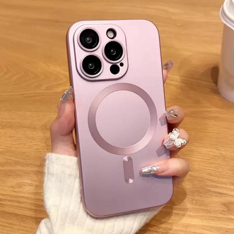 Роскошный чехол для беспроводной зарядки Magsafe для iPhone 16 15 14 13 12 11 Pro Max Plus, магнитный защитный чехол для объектива, противоударный матовый чехол