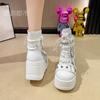 Модные женские мотоциклетные ботинки на высокой платформе высотой 9,5 см, весенние ботильоны на каблуках, женские массивные кроссовки, новая осенне-зимняя женская обувь