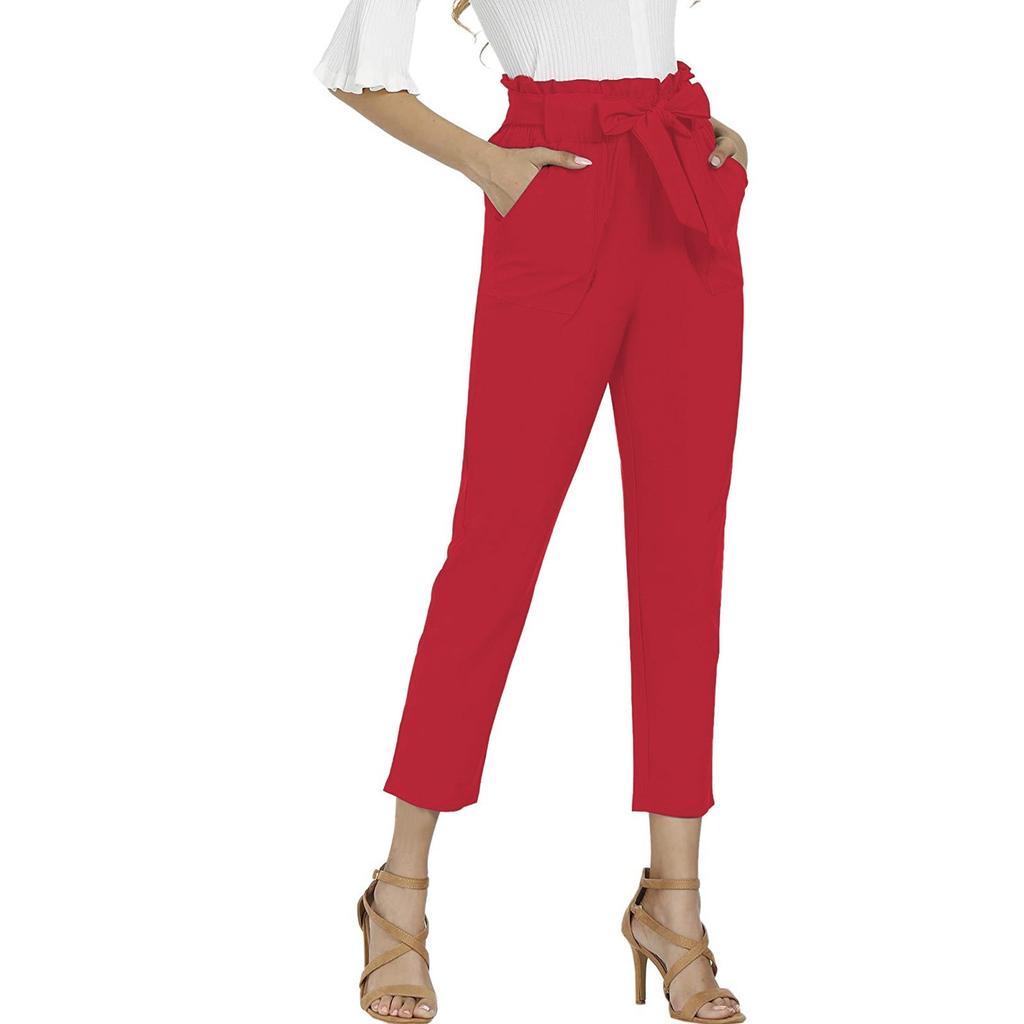 Женские однотонные брюки с карманом и эластичной резинкой на талии для отдыха