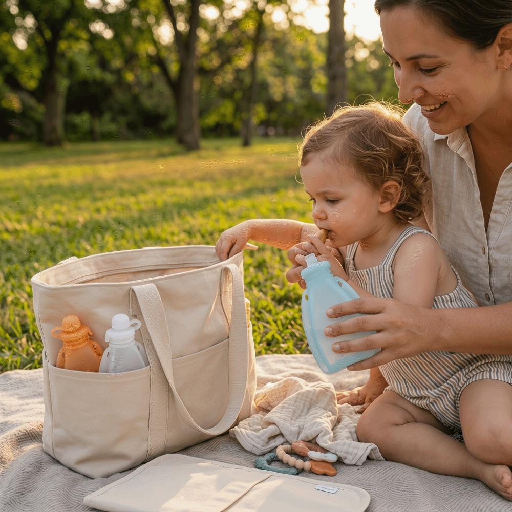 Food Grade Silicone Squeeze Feeder 120ml Large Capacity Leakproof Food Storage Bag Travel