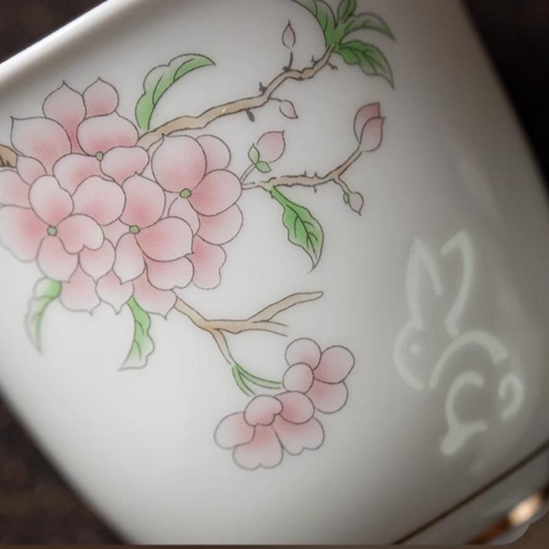 Linglong Flower God Cup White Porcelain Teacup Tea Cup Master Cup Household Ceramic Single Cup Kung Fu Tea Set Gift Box
