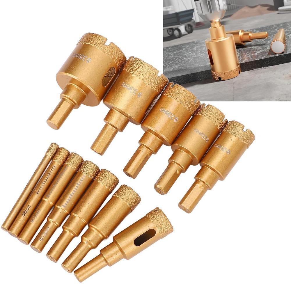 12pcs Multipurpose Tile Hole Opener Set Gold Drill Bits for Brick Diamond Hole Saw Kit  Glass