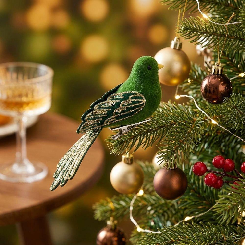 Sequin Long-Tail Glitter Christmas Bird Clip Ornament Artificial Spread-Wing Bird Wedding Festive