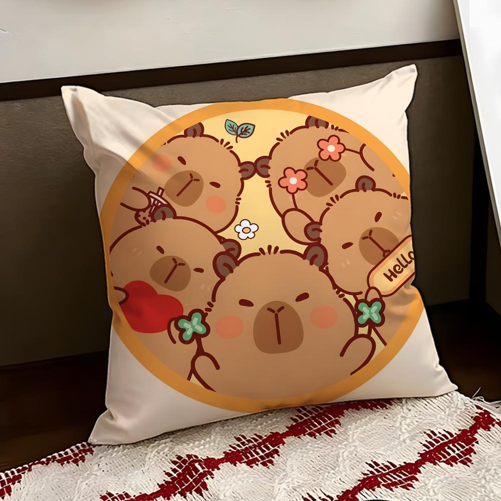 Cute CCapybara Cushion Cover Reversible Soft Durable Pillow Cover Home Car MultiScene Use for Daily Comfort