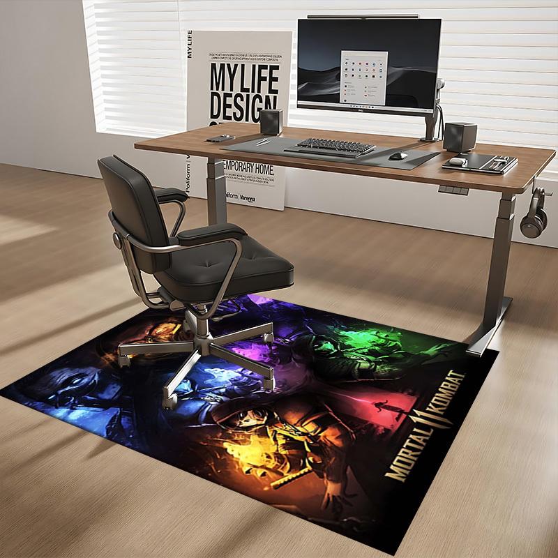 1pc Mortal Kombat Scorpion Sub-Zero Smoke Raiden Office Chair Mat - Anime Cartoon Design, Non-Slip Carpet for Home Decor, Suitable for All Seasons.Y05