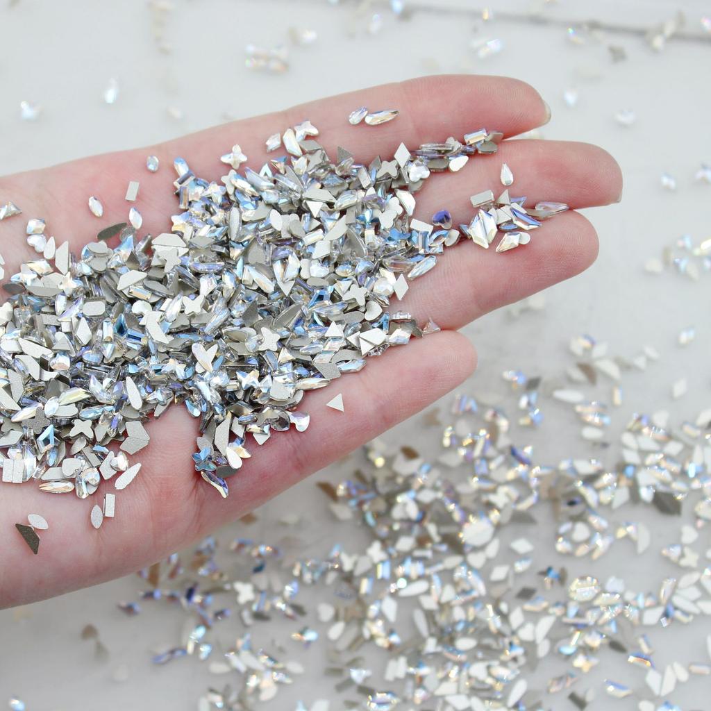 Yiwu Nail Art Diamond Mixed Mini Small Nail Art Flat Bottom Special-Shaped Diamond Mixed K9 Champagne Nail Art Jewelry