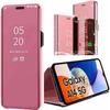 E.F.CONNECTION Hard Protective Case for Samsung Galaxy A14 4G/5G - Mirror Effect - Flap - Pink