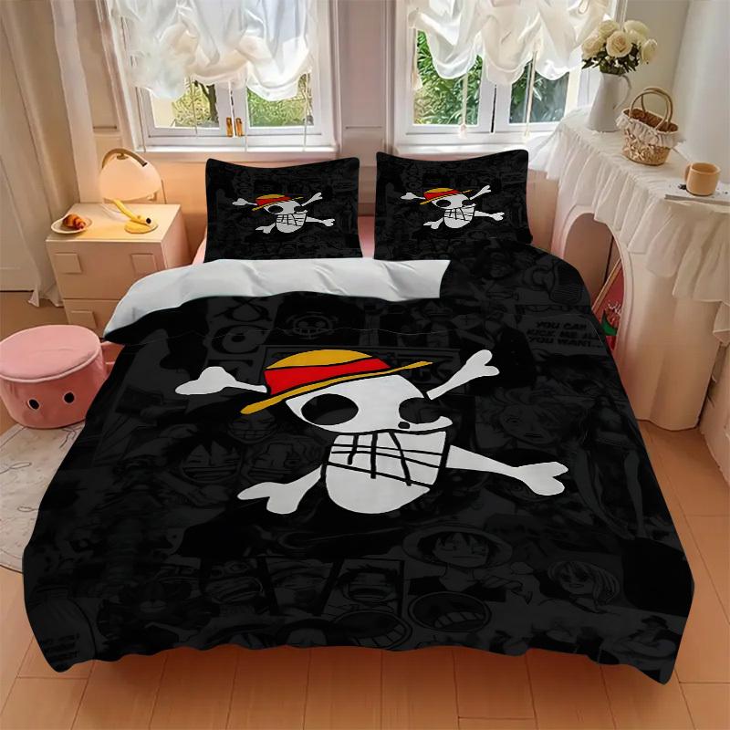3pcs bedding set ONE PIECE Skull Includes 1 Comforter + 2 Pillowcases, Without Pillow Inserts, Soft Comfortable, Lightweight Breathable, Pri