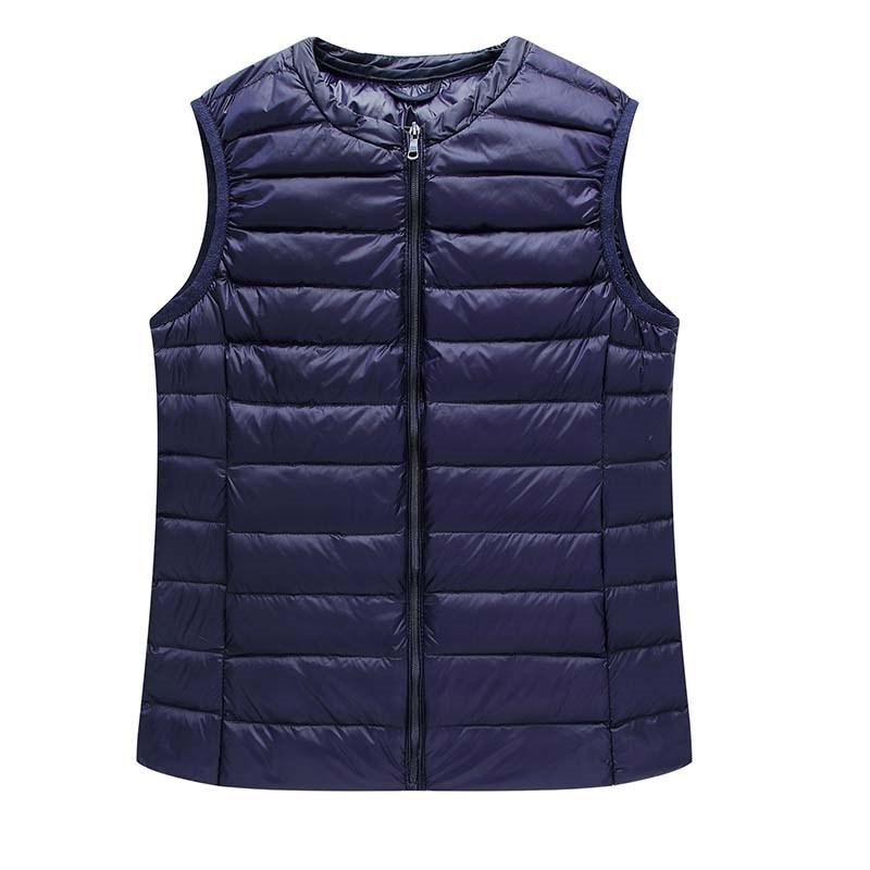 Women's Winter Lightweight Cropped O Neck Sleevelees Solid Color Plus Size Liner Tank Top Down Vest M-3XL