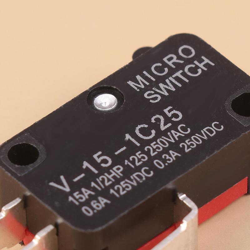 10 шт. Микропереключатель V-15-1C25 Серебряный контакт V-15-1C25 Контактный переключатель для микроволновой печи Медный контакт Тактовый переключатель Концевой микропереключатель